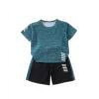 Toddler Boys Outfits 2 Piece Quick Drying Sweat Suit Short Sleeve Top with Shorts Summer Running WorkOut Activewear, Navy, 5 Years