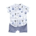 thumbnail image 1 of Toddler Boys Outfits Cartoon Short Sleeved Shirt Shorts Set Summer Beach 2Pcs Clothes Set, 1 of 4
