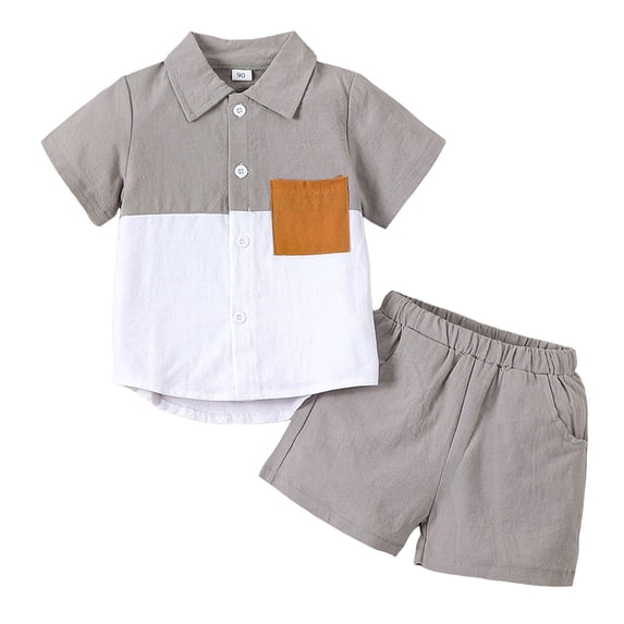 Toddler Boys Outfits Children'S Summer Cartoon Dinosaur Print Short Sleeved Shorts Two Piece Set Casual T Shirt Set Clothes for Boys Size 5-6T Gibobby(18-24 Months,Grey)