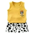 thumbnail image 1 of Toddler Boys Outfits Children'S Summer Cartoon Dinosaur Print Short Sleeved Shorts Two Piece Set Casual T Shirt Set Clothes for Boys Size 5-6T Gibobby(2-3 Years,Yellow), 1 of 9