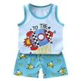 thumbnail image 1 of Toddler Boys Outfits Children'S Summer Cartoon Dinosaur Print Short Sleeved Shorts Two Piece Set Casual T Shirt Set Clothes for Boys Size 5-6T Gibobby(4-5 Years,Light Blue), 1 of 9
