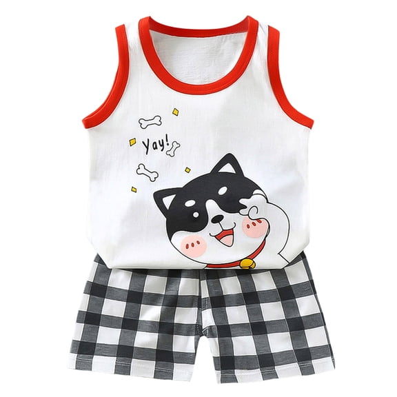 Toddler Boys Outfits Children'S Summer Cartoon Dinosaur Print Short Sleeved Shorts Two Piece Set Casual T Shirt Set Clothes for Boys Size 5-6T Gibobby(5-6 Years,Red)