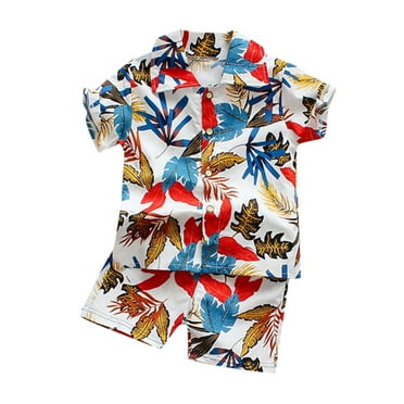 Toddler Boys Outfits Ethnic Print Short Sleeved Shirt and Shorts Suit Summer Clothes Sets
