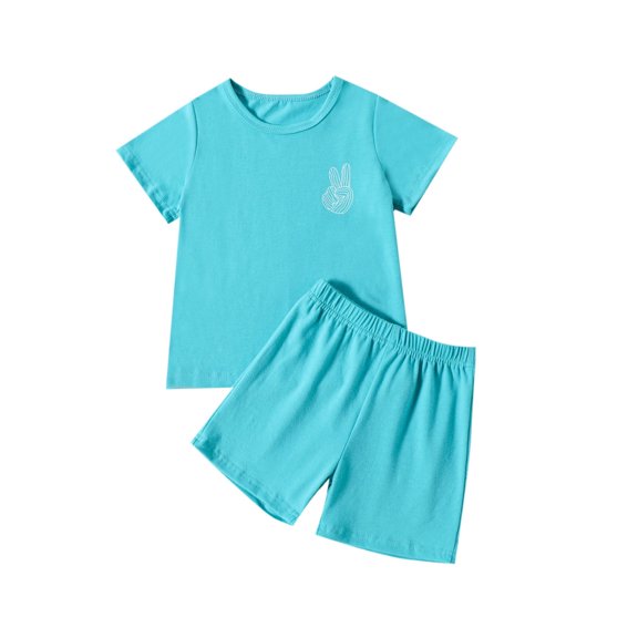 Toddler Boys Outfits Girls Short Sleeve Solid T Shirt Tops Shorts Sets Clothing Sets,2-Piece,Size 12 Months-18 Months