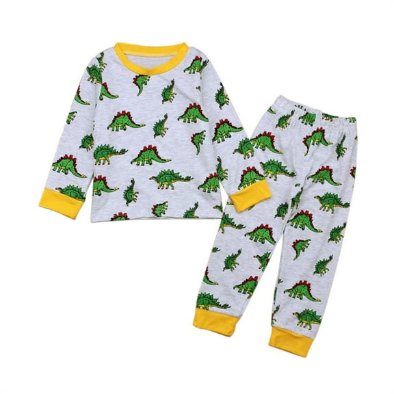 Toddler Boys Outfits Kids Baby Cotton Polka Dot Fall Dinosaur Long Sleeve Pants Sleepwear Set Clothing Sets for Boys Size 5-6T
