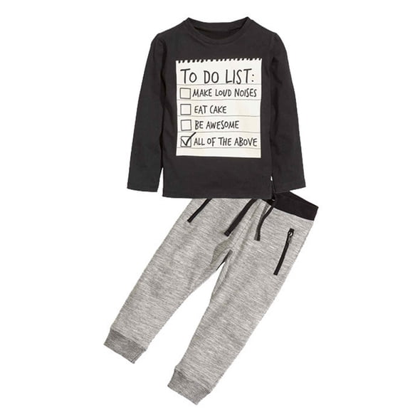 Toddler Boys Outfits Kids Baby Long Sleeve Set Letter Printed Sweatshirt Tops Long Pants 2Pcs Fall Tracksuit Clothing Sets for Boys Size 5-6T