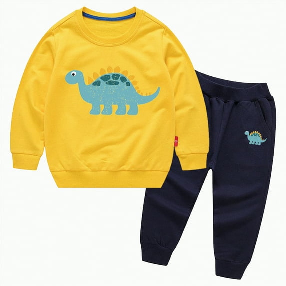 Toddler Boys' Outfits Little Boys Fall Winter Cute Long Sleeve Stretch Waistband 2T 3T 4T 5T Pullover Sweatshirt Tops Pants Sets 2PCS