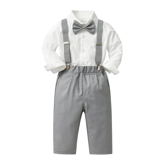 Toddler Boys Outfits Long Sleeve Shirt Tops Pants With Tie Child Kids Gentleman Party Dress Sets Clothing Sets for Boys Size 2-3T