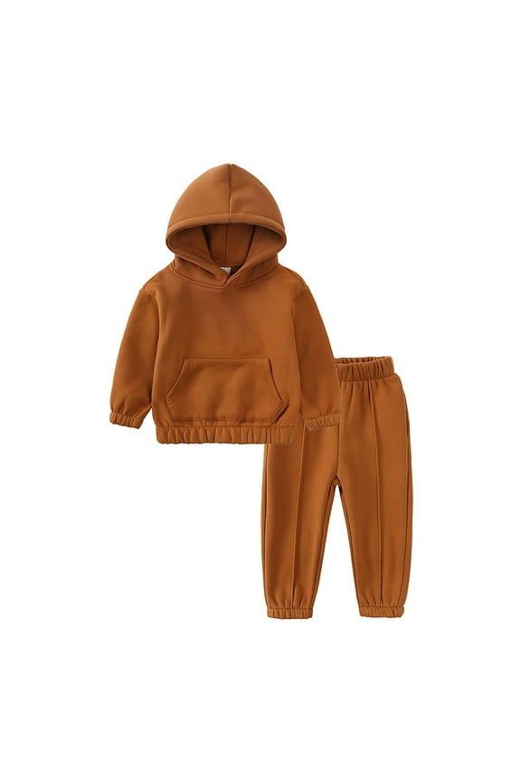 Toddler Boys Outfits Long Sleeve Solid Shirt Hoodies Tops Pants Child 2Pcs Set Kids Clothes for Boys Size 3-4T