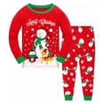 thumbnail image 1 of Toddler Boys Outfits Long Sleeved Christmas Snowman Pattern Print Tops and Pants 2 Piece Sleepwear Clothes Set Size 2-3T ,Red, 1 of 5