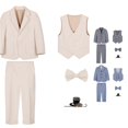 thumbnail image 1 of Toddler Boys Outfits Plaid Long Sleeve Shirt and Pants Coat Bow Tie Outfits 5Pc Suit Clothe Outfits Size 3-4T ,Beige, 1 of 6