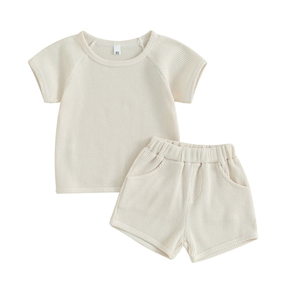 Toddler Boys Outfits Ribbed T-Shirt and Shorts with Pockets Sizes 2 Years