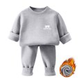 thumbnail image 1 of Toddler Boys Outfits Set Fleece Lined Soft Warm Casual Long Sleeve T Shirts and Pants Kids Fall Winter Clothes Gray 5 T, 1 of 8
