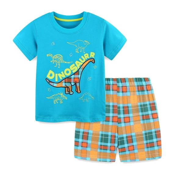Toddler Boys Outfits Set Summer Dinosaur Print Short Sleeve Tshirts and Shorts 2 Piece Set Outdoor Play Daily Wear Size 2-3T