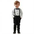 thumbnail image 1 of Toddler Boys Outfits Sets Long Sleeve Solid T Shirt Tops Suspenders Pants Kids Gentleman Fall Clothes White Size 3-4T, 1 of 9