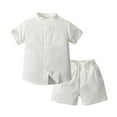 thumbnail image 1 of Toddler Boys Outfits Short Sleeve Button Down Shirt and Shorts Set Solid Color Sizes 1 Years, 1 of 2