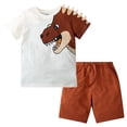 thumbnail image 1 of Toddler Boys Outfits Short Sleeve Cartoon Dinosaur Prints T Shirt Tops Shorts Sets Outfits,2-Piece,Size 18 Months-24 Months, 1 of 7