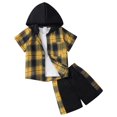 thumbnail image 1 of Toddler Boys Outfits Short Sleeve Stripe Prints Coat Tops And Shorts Clothing Sets,2-Piece,Size 4 Years-5 Years, 1 of 10