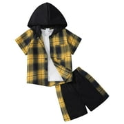 Toddler Boys Outfits Short Sleeve Stripe Prints Coat Tops And Shorts Outfits,2-Piece,Size 7 Years-8 Years