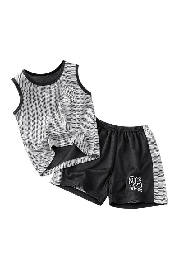 Toddler Boys Outfits Short Sleeve Suit Summer Sports Suit Girls Basketball T Shirt + Shorts Football Suit Sets Outfits,2-Piece,Size 7 Years-8 Years