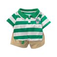 thumbnail image 1 of Toddler Boys Outfits Summer New Lapel Striped Short Sleeved T Shirt + Solid Color Shorts Set Outfits,2-Piece,Size 2 Years-3 Years, 1 of 9