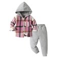 thumbnail image 1 of Toddler Boys Outfits Two Piece Long Sleeve Casual Plaid Prints Gentleman Hooded Tops Holiday Shirts T Shirt Pants Sets Size 9-12 Months, 1 of 3
