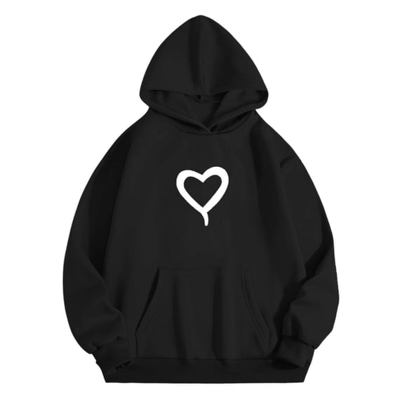 Toddler Boys Oversized Hoodies Love Heart Print With PocketKids Pullover Long Sleeve Casual Preppy Sweatshirts With Pocket Size 1-2T