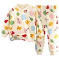 thumbnail image 1 of Toddler Boys Pajamas 5t Cartton Printed Crew Neck Boys Pjs Cute Warm Comfort Casual 2pc Outfits Children's Clothing,Beige,5-6 Years, 1 of 2