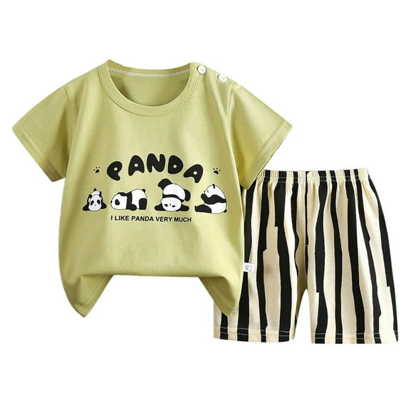 Toddler Boys Pajamas Cotton Summer Pjs for Boy Jammies Short Sleeves Cute Cartoon Prints Tops Shorts 2PCS Outfits Sleepwear Short Sets,ZA03-Light Green,6-12 Months