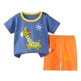 thumbnail image 1 of Toddler Boys Pajamas Cotton Summer Pjs for Boy Jammies Short Sleeves Cute Cartoon Prints Tops Shorts 2PCS Outfits Sleepwear Short Sets,ZA08-Blue,18-24 Months, 1 of 2