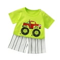 thumbnail image 1 of Toddler Boys Pajamas Cotton Summer Pjs for Boy Jammies Short Sleeves Cute Cartoon Prints Tops Shorts 2PCS Outfits Sleepwear Short Sets,ZA14-Green,5-6 Years, 1 of 2
