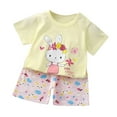 thumbnail image 1 of Toddler Boys Pajamas Cotton Summer Pjs for Boy Jammies Short Sleeves Cute Cartoon Prints Tops Shorts 2PCS Outfits Sleepwear Short Sets,ZA17-Light Yellow,3-4 Years, 1 of 3