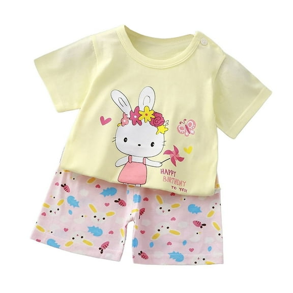Toddler Boys Pajamas Cotton Summer Pjs for Boy Jammies Short Sleeves Cute Cartoon Prints Tops Shorts 2PCS Outfits Sleepwear Short Sets,ZA17-Light Yellow,5-6 Years