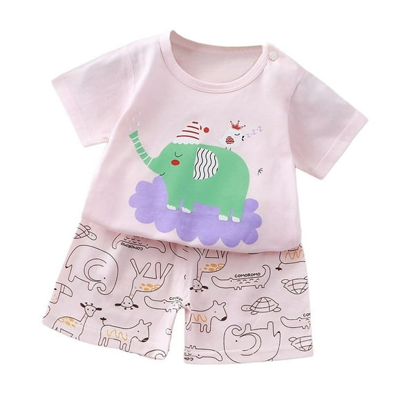 Toddler Boys Pajamas Cotton Summer Pjs for Boy Jammies Short Sleeves Cute Cartoon Prints Tops Shorts 2PCS Outfits Sleepwear Short Sets,ZA18-Pink,3-4 Years