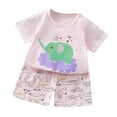 thumbnail image 1 of Toddler Boys Pajamas Cotton Summer Pjs for Boy Jammies Short Sleeves Cute Cartoon Prints Tops Shorts 2PCS Outfits Sleepwear Short Sets,ZA18-Pink,3-6 Months, 1 of 2