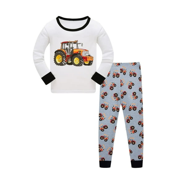 Toddler Boys Pajamas Dinosaur Cotton Kids 2 Piece Pj's Long Sleeve Sleepwear Clothes Set Outfits,Size 7-8 Years