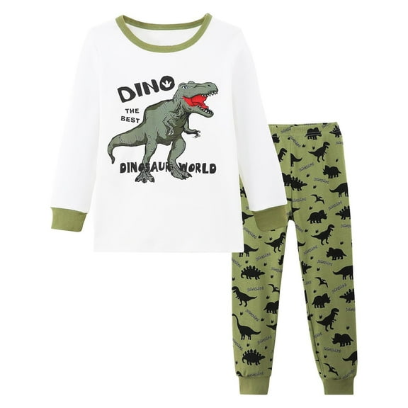 Toddler Boys Pajamas Dinosaur Pajamas Crewneck Long Sleeve Cozy Sleepwear Boys Pajamas Size 3-4 Years