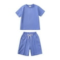 thumbnail image 1 of Toddler Boys Pajamas Set Solid Toddler Girl Sleepwear Summer Crewneck Shirts with Shorts Boys Pajamas 2-3 Years, 1 of 8