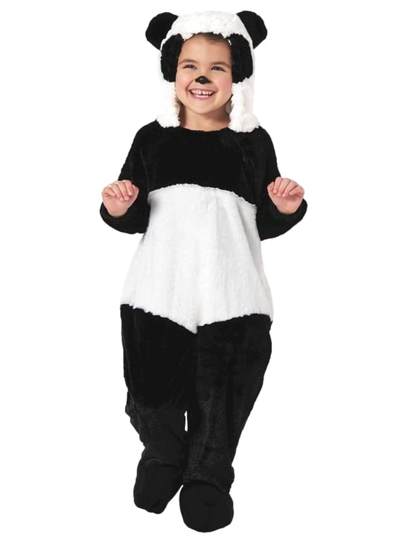 Toddler Boys Panda Furry Black & White Jumpsuit Halloween Costume 18-24 MO