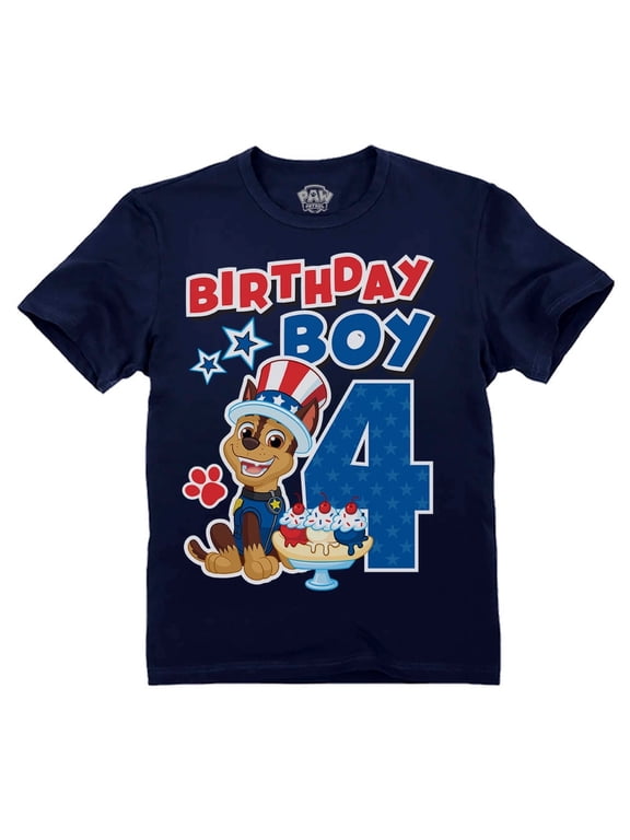 Toddler Boys' Paw Patrol Chase 4th Birthday Boy Patriotic Fourth of July Kids T-Shirt Toddler Kids T-Shirt 4T Navy