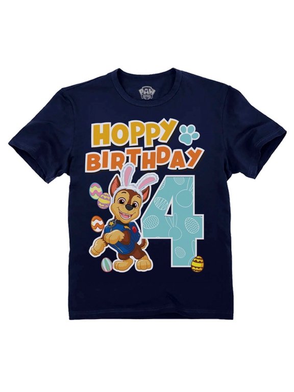 Toddler Boys' Paw Patrol Chase Hoppy 4th Birthday Easter Bunny Kids T-Shirt Toddler Kids T-Shirt 2T Navy