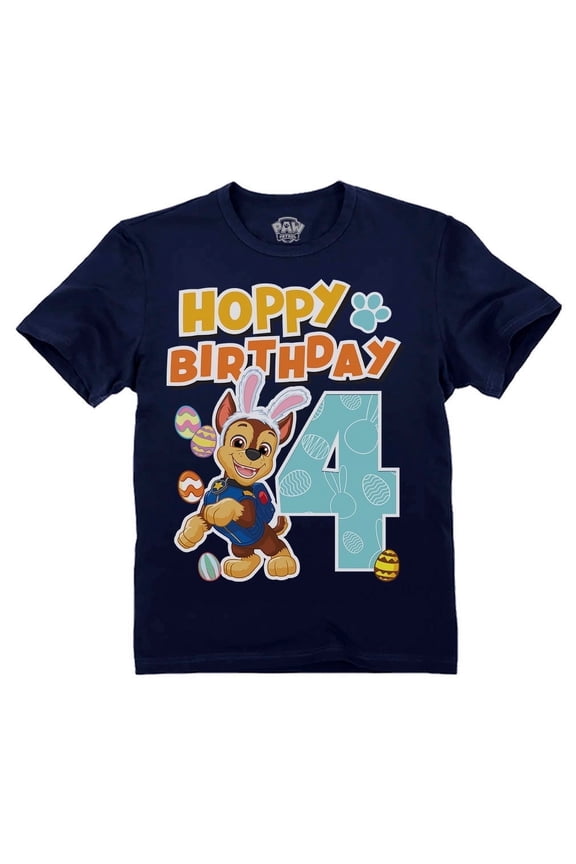 Toddler Boys' Paw Patrol Chase Hoppy 4th Birthday Easter Bunny Kids T-Shirt Toddler Kids T-Shirt 5T Navy