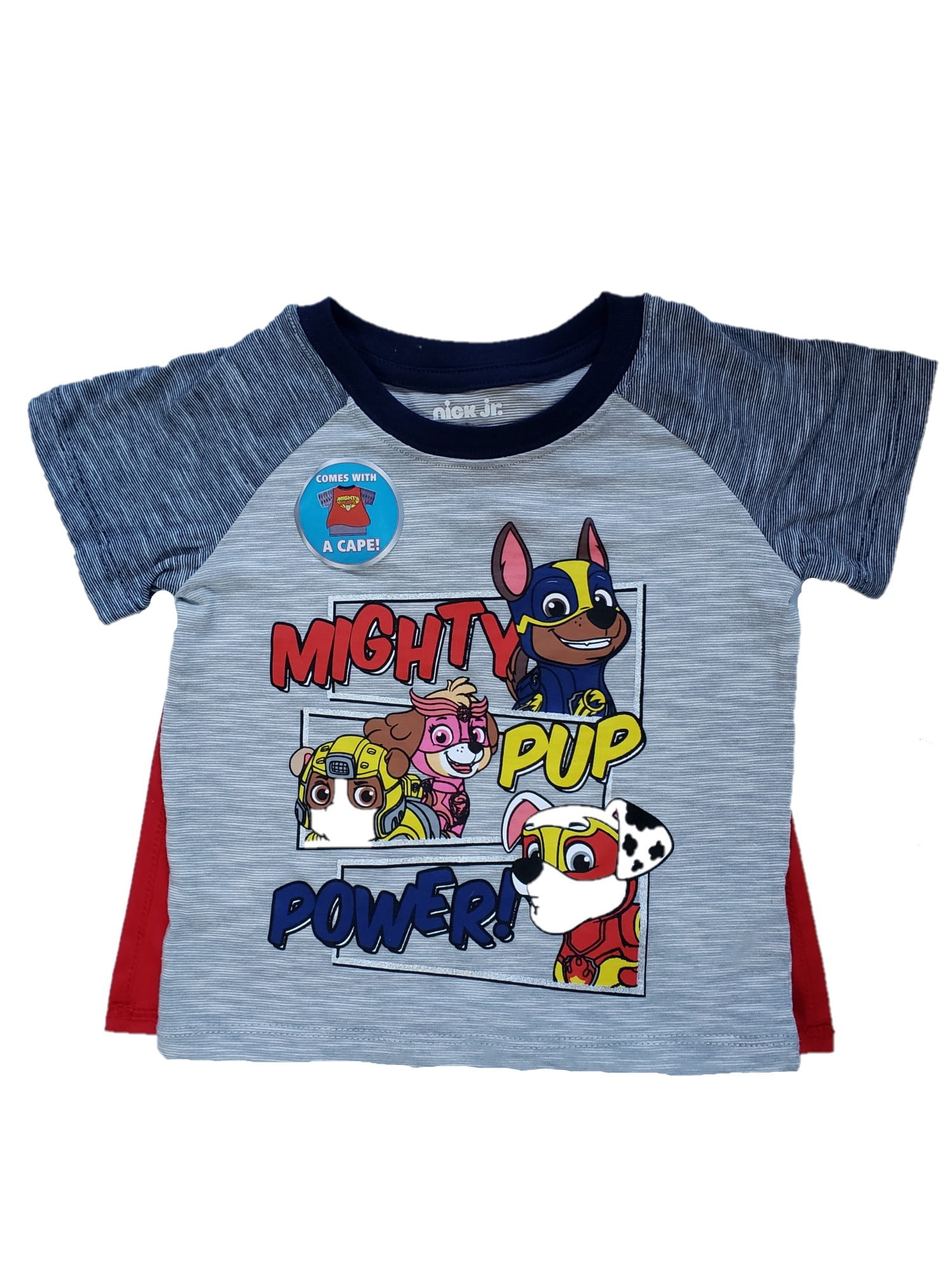 Paw Patrol Toddler Boys' T-Shirt With Detachable Cape - Graphic Tee (2T, Dazzling Blue)