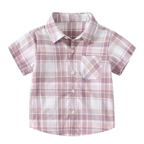 Toddler Boys Plaid Striped Button Down Short Sleeve Shirt Casual Tee Summer Apparel Outfit
