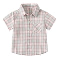 thumbnail image 1 of Toddler Boys Plaid Striped Button Down Short Sleeve Shirt Casual Tee Summer Apparel Outfit, 1 of 4