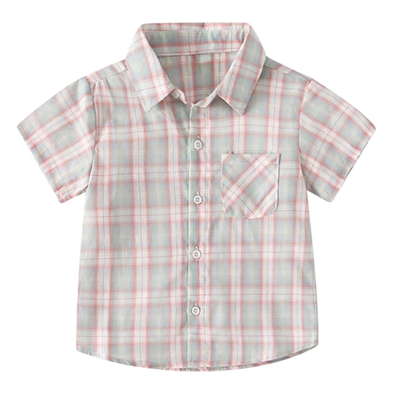 Toddler Boys Plaid Striped Button Down Short Sleeve Shirt Casual Tee Summer Apparel Outfit
