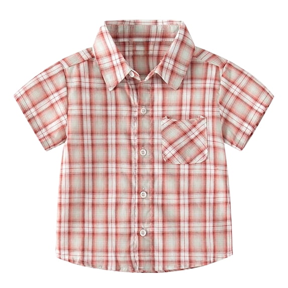 Toddler Boys Plaid Striped Button Down Short Sleeve Shirt Casual Tee Summer Apparel Outfit