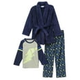 thumbnail image 1 of Toddler Boys Plush Blue Superhero Bath Robe & Pajamas Sleep Set Super Sleepy 4T, 1 of 1