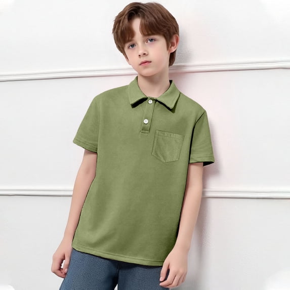 Toddler Boys Polo Shirt Army Green Shirt for Boys Rugby Shirt Short Sleeve Polo Boys Boys Clothes Size 3-4 Years
