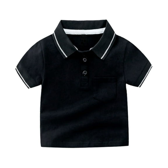 Toddler Boys Polo Shirt Black Boys Uniform Shirts Fashion Shirts Short Sleeve Shirt Boys Clothes Size 2-3 Years